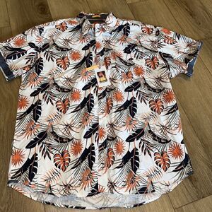 Free Planet Men's Short Sleeve Button Hawaiian Shirt Size 1X‎ NWT Floral